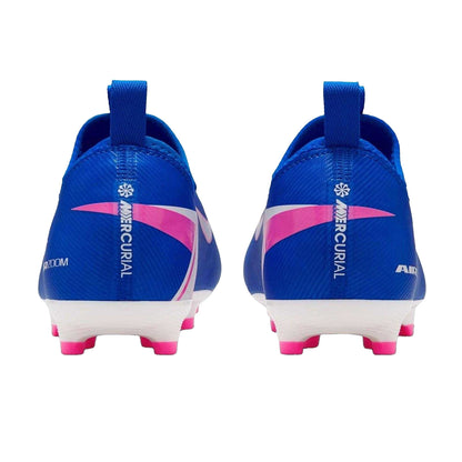 Blue-White-Pink - Back - Nike Childrens-Kids Mercurial Firm Ground Football Boots