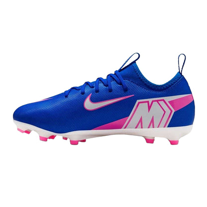 Blue-White-Pink - Side - Nike Childrens-Kids Mercurial Firm Ground Football Boots