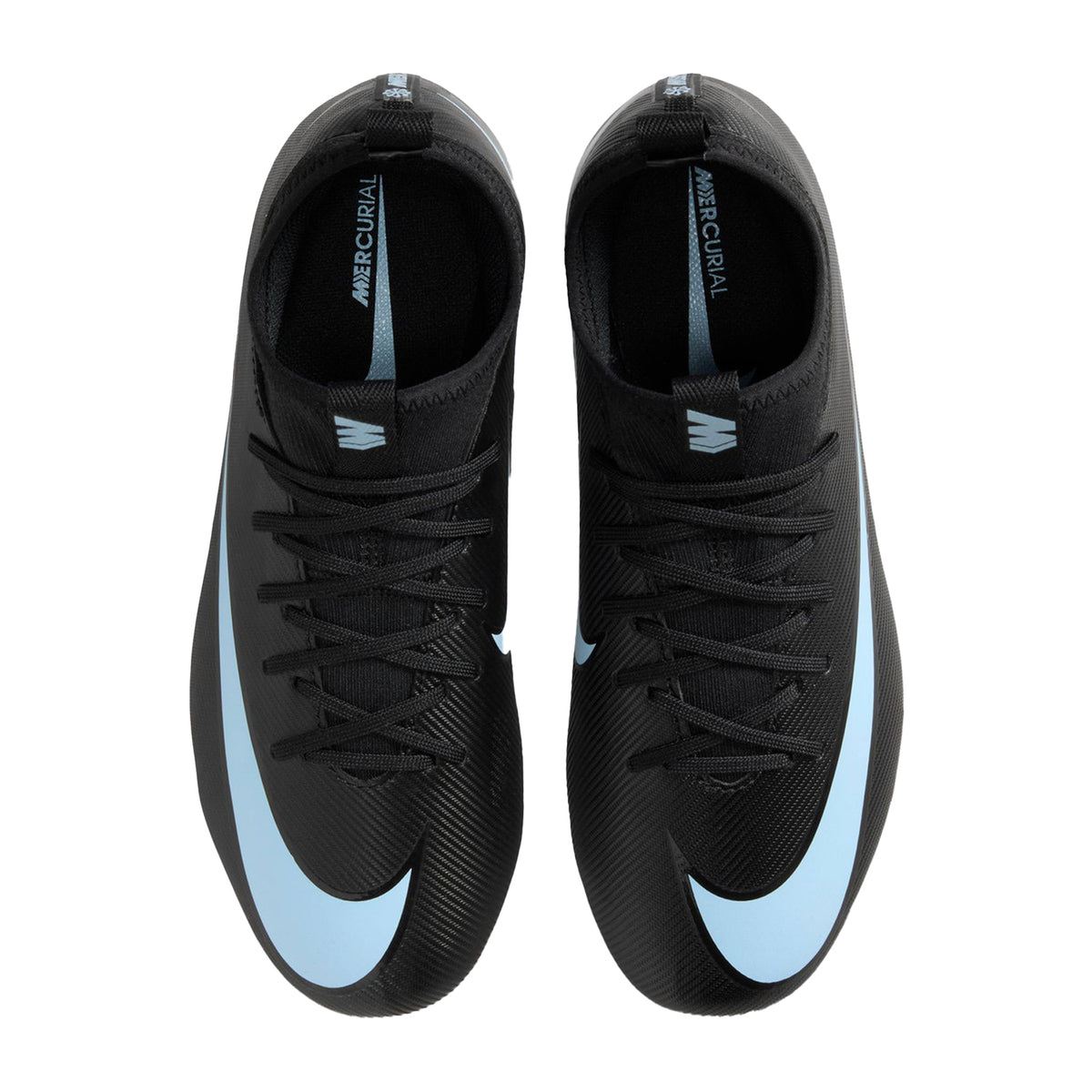 Black-Blue - Back - Nike Childrens-Kids Mercurial Firm Ground Football Boots