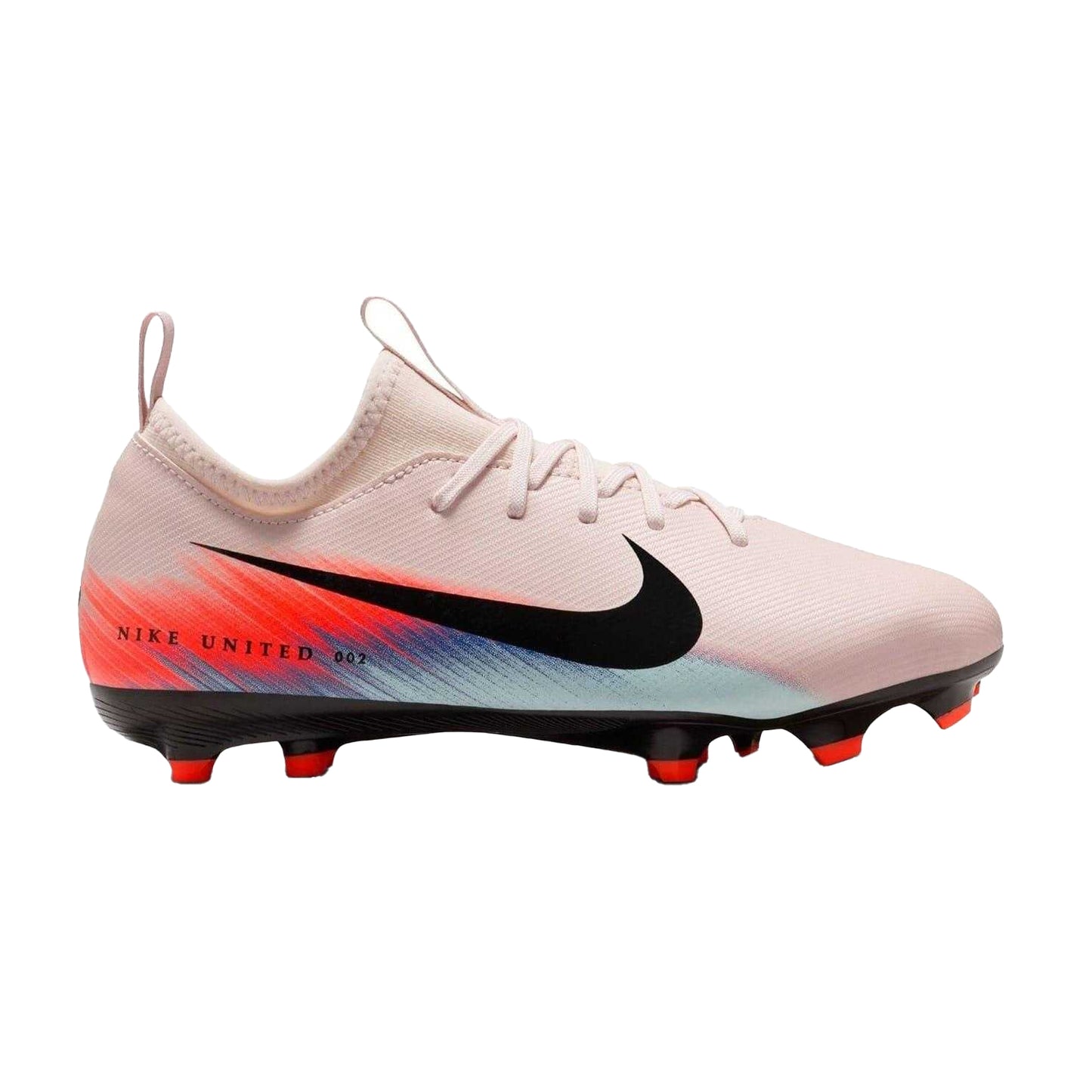 Pink-Blue - Front - Nike Childrens-Kids Mercurial Firm Ground Football Boots