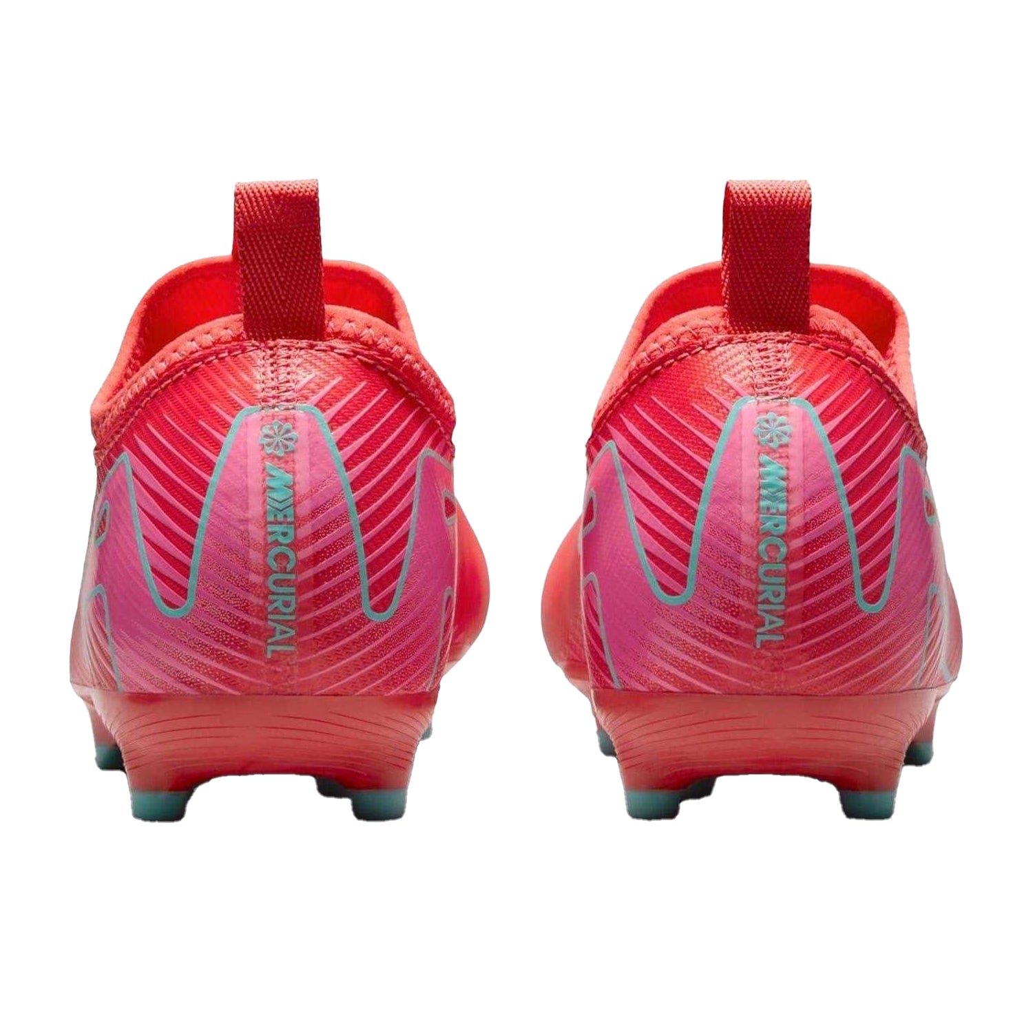 Red-Green - Back - Nike Childrens-Kids Mercurial Firm Ground Football Boots
