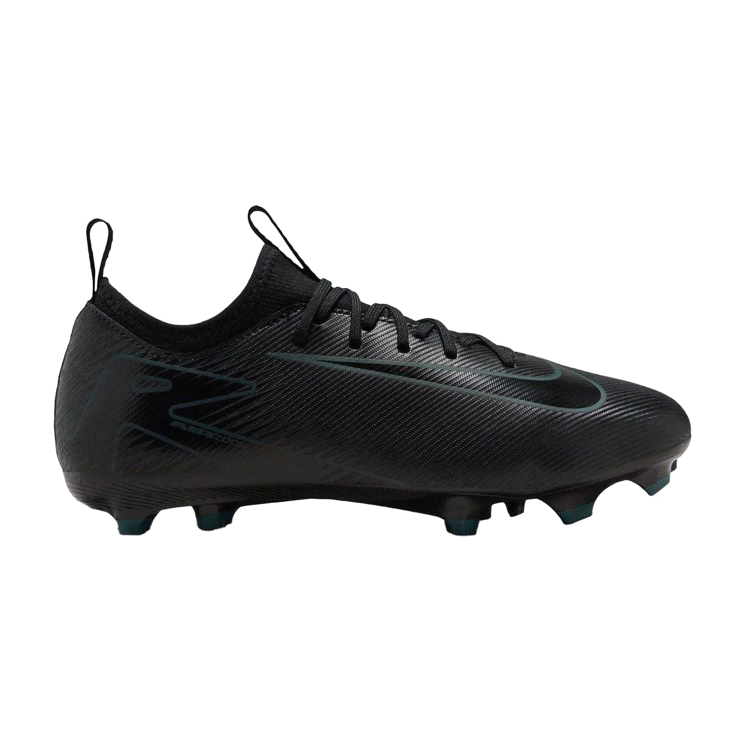 Black-Green - Side - Nike Childrens-Kids Mercurial Firm Ground Football Boots