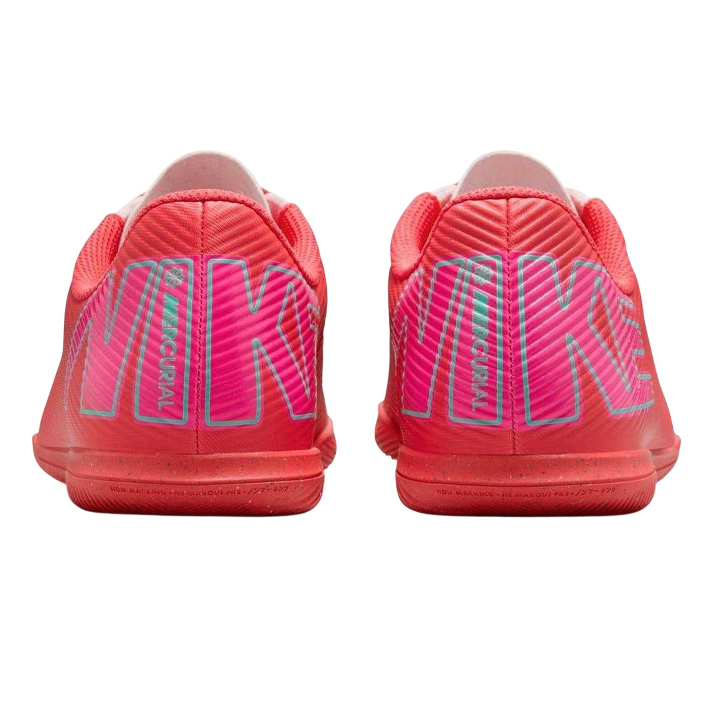 Red-Green - Back - Nike Childrens-Kids Mercurial Indoor Football Shoes