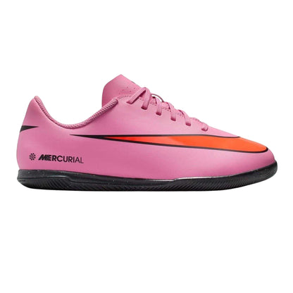 Pink-Black - Front - Nike Childrens-Kids Mercurial Indoor Football Shoes