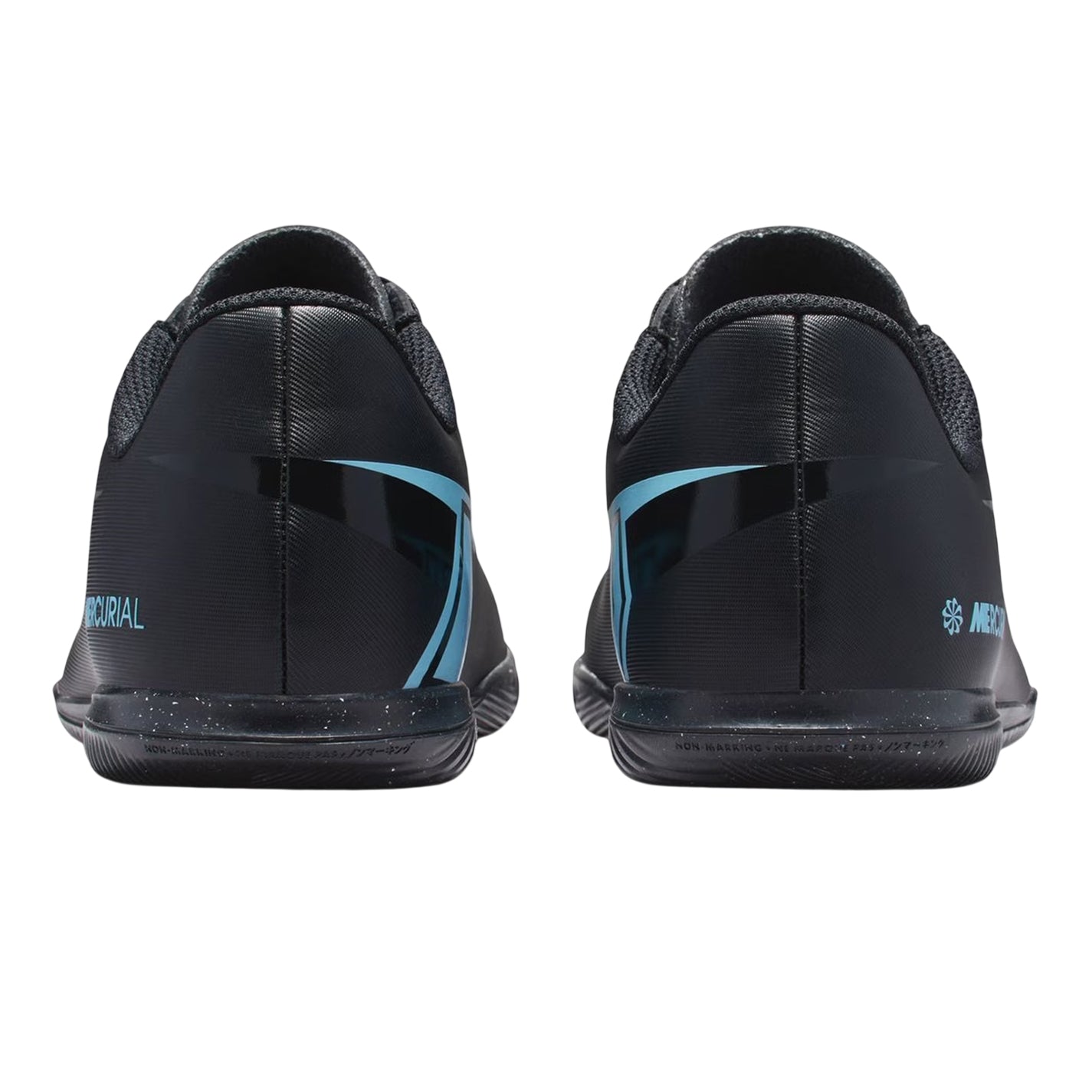 Black-Blue - Back - Nike Childrens-Kids Mercurial Indoor Football Shoes