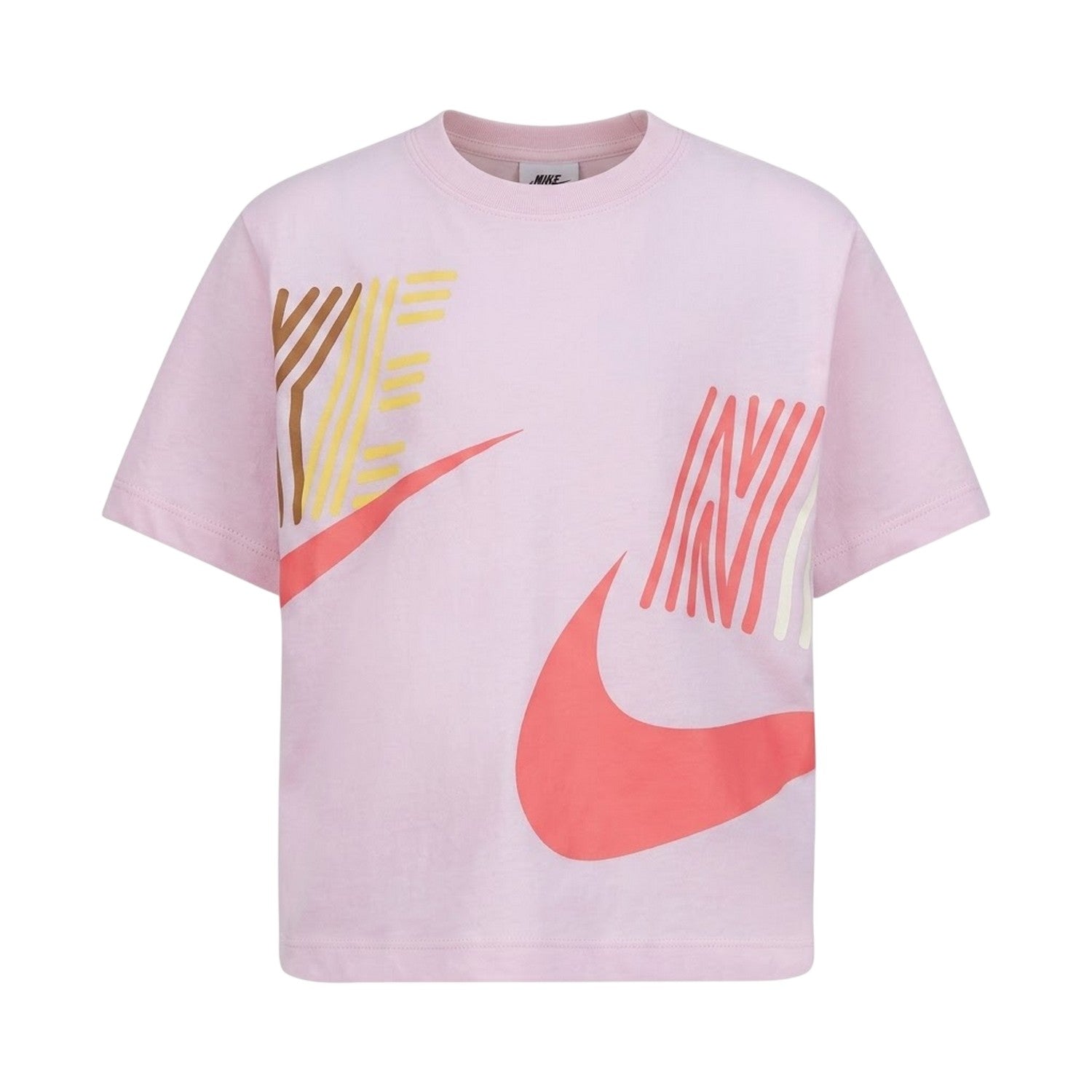 Pink - Back - Nike Childrens-Kids Lets Roll Boxy T-Shirt & Shorts Set