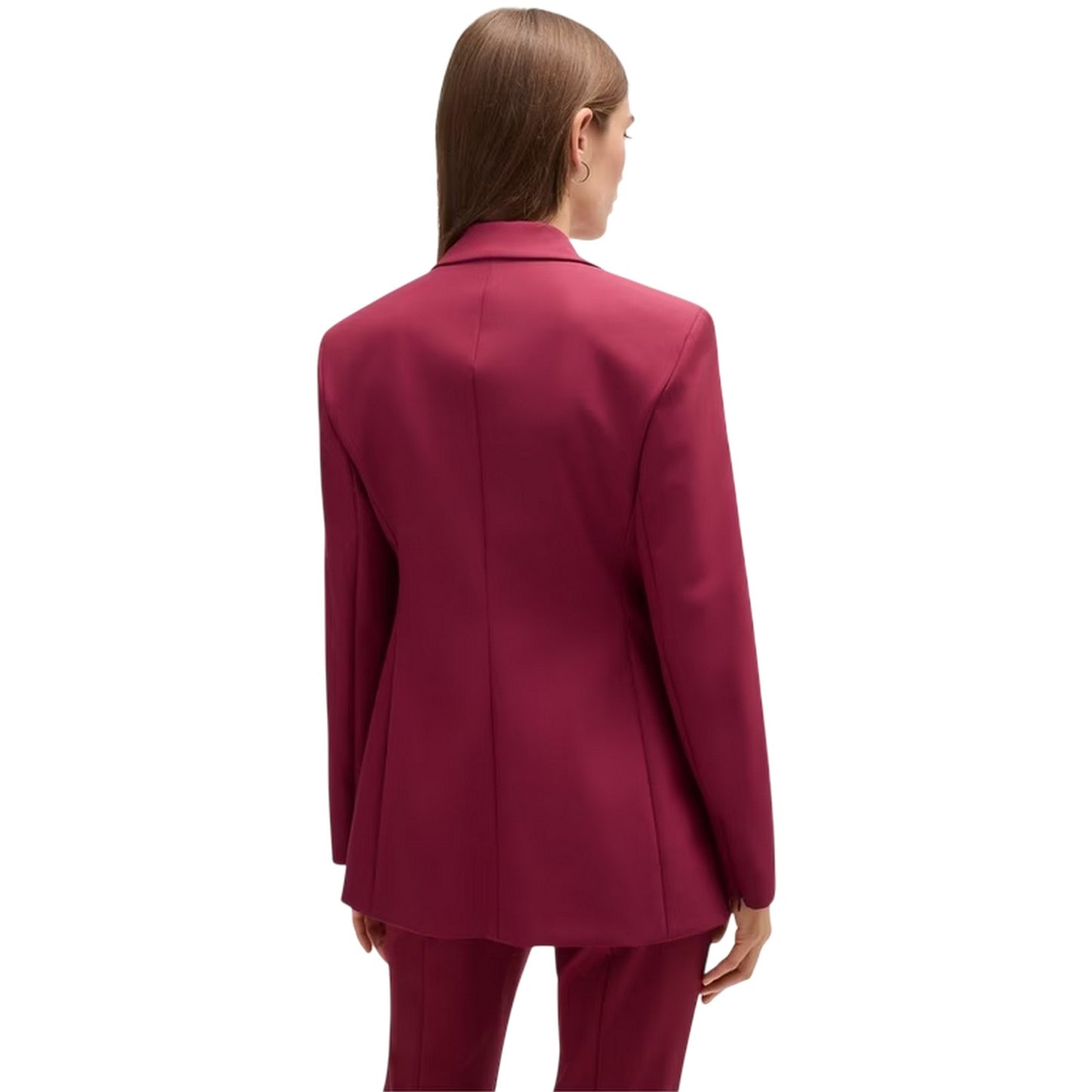 Dark Red - Back - Boss Womens-Ladies Lapel Collar Blazer