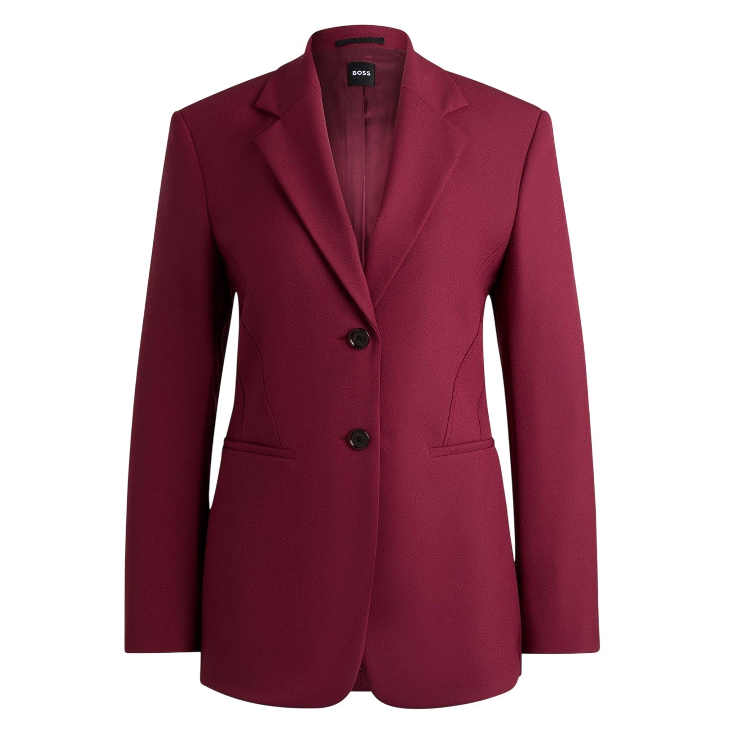 Dark Red - Front - Boss Womens-Ladies Lapel Collar Blazer