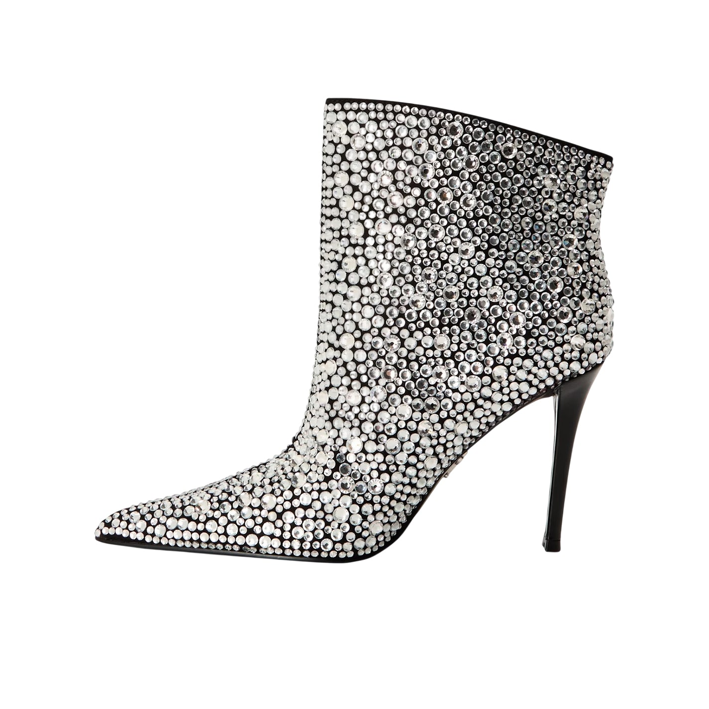 Silver - Back - Steve Madden Womens-Ladies Sentinel Rhinestone Metallic High Stiletto Heel Ankle Boots
