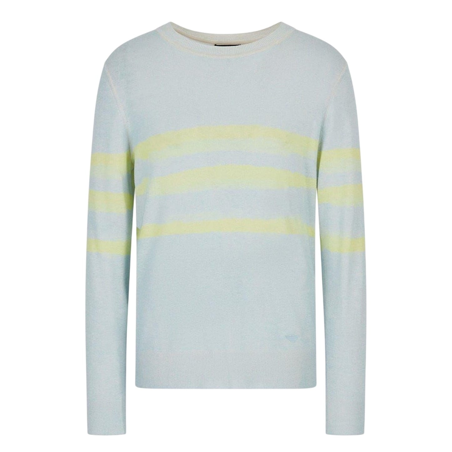 Light Blue-Yellow - Front - Emporio Armani EA7 Mens Striped Long-Sleeved Sweatshirt