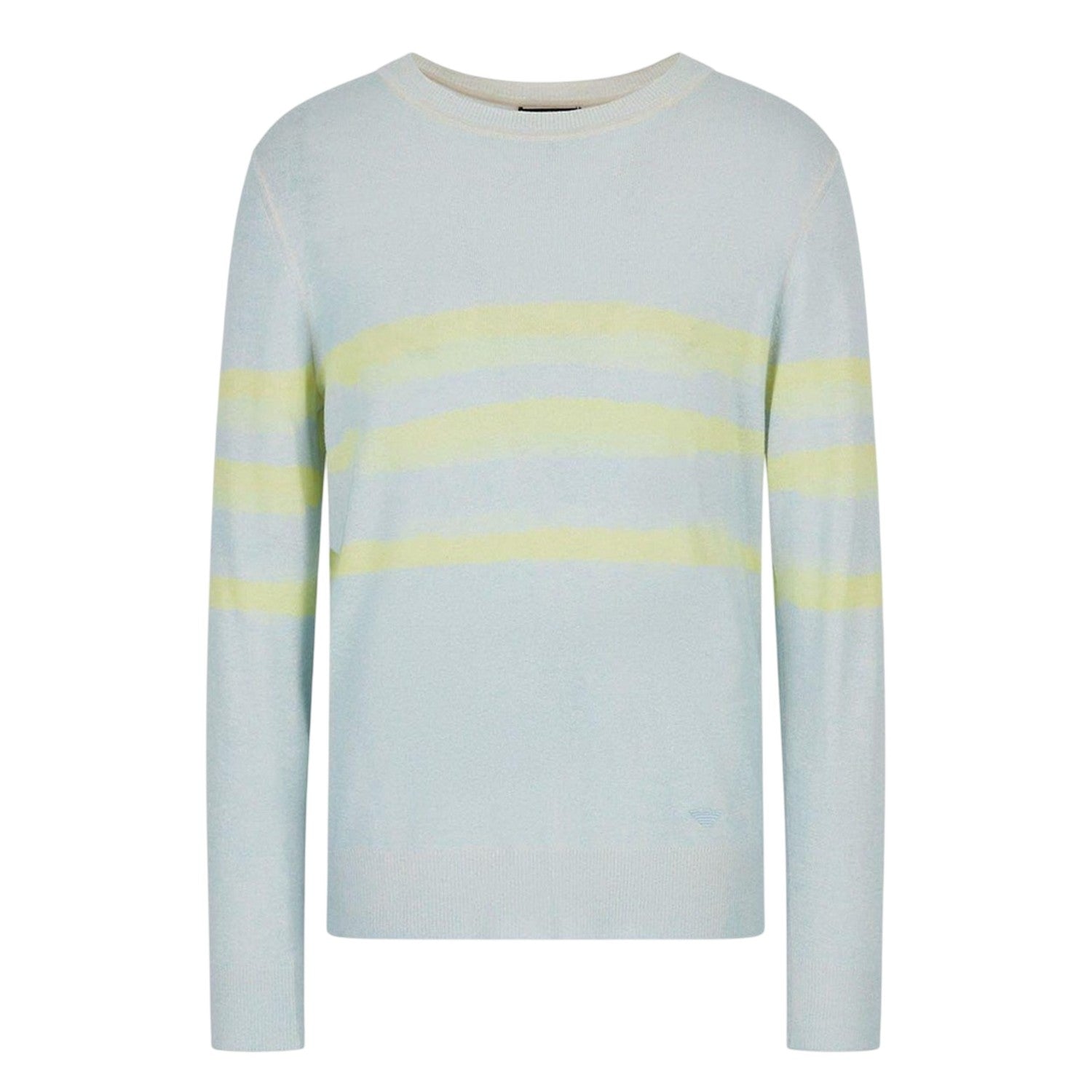 Light Blue-Yellow - Front - Emporio Armani EA7 Mens Striped Long-Sleeved Sweatshirt