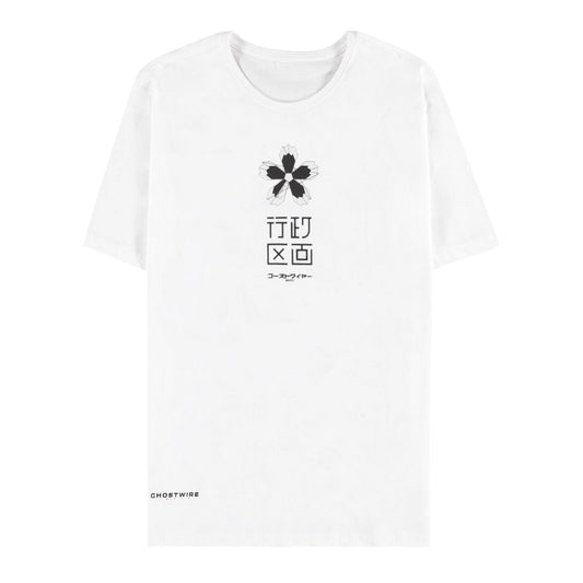 White - Front - Ghostwire: Tokyo Unisex Adult Flower Cotton T-Shirt