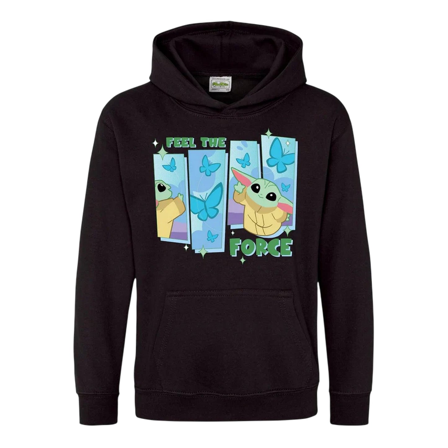Black - Front - Star Wars Childrens-Kids Feel The Force Grogu Cotton Blend Hoodie