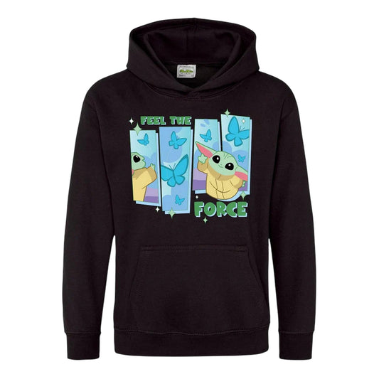 Black - Front - Star Wars Childrens-Kids Feel The Force Grogu Cotton Blend Hoodie