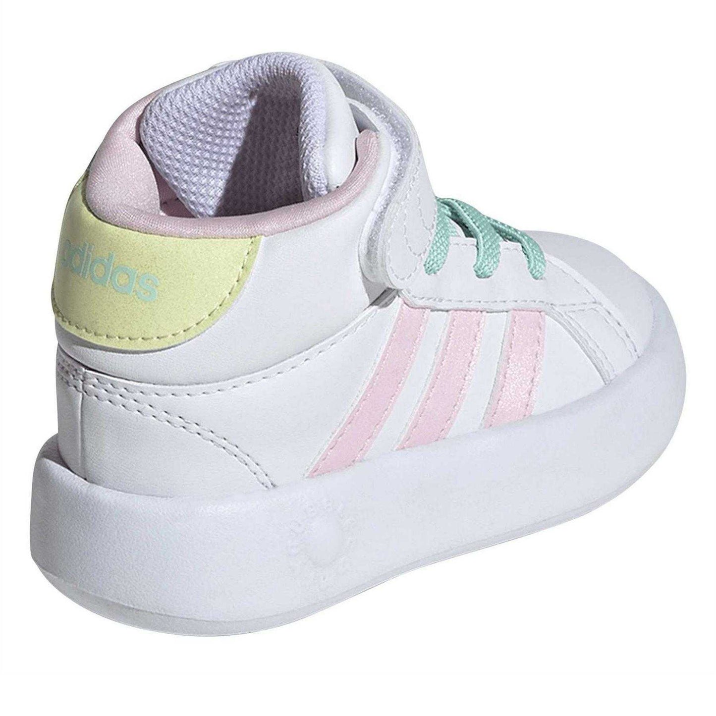 White - Back - Adidas Childrens-Kids Grand Court Mid Calf Trainers