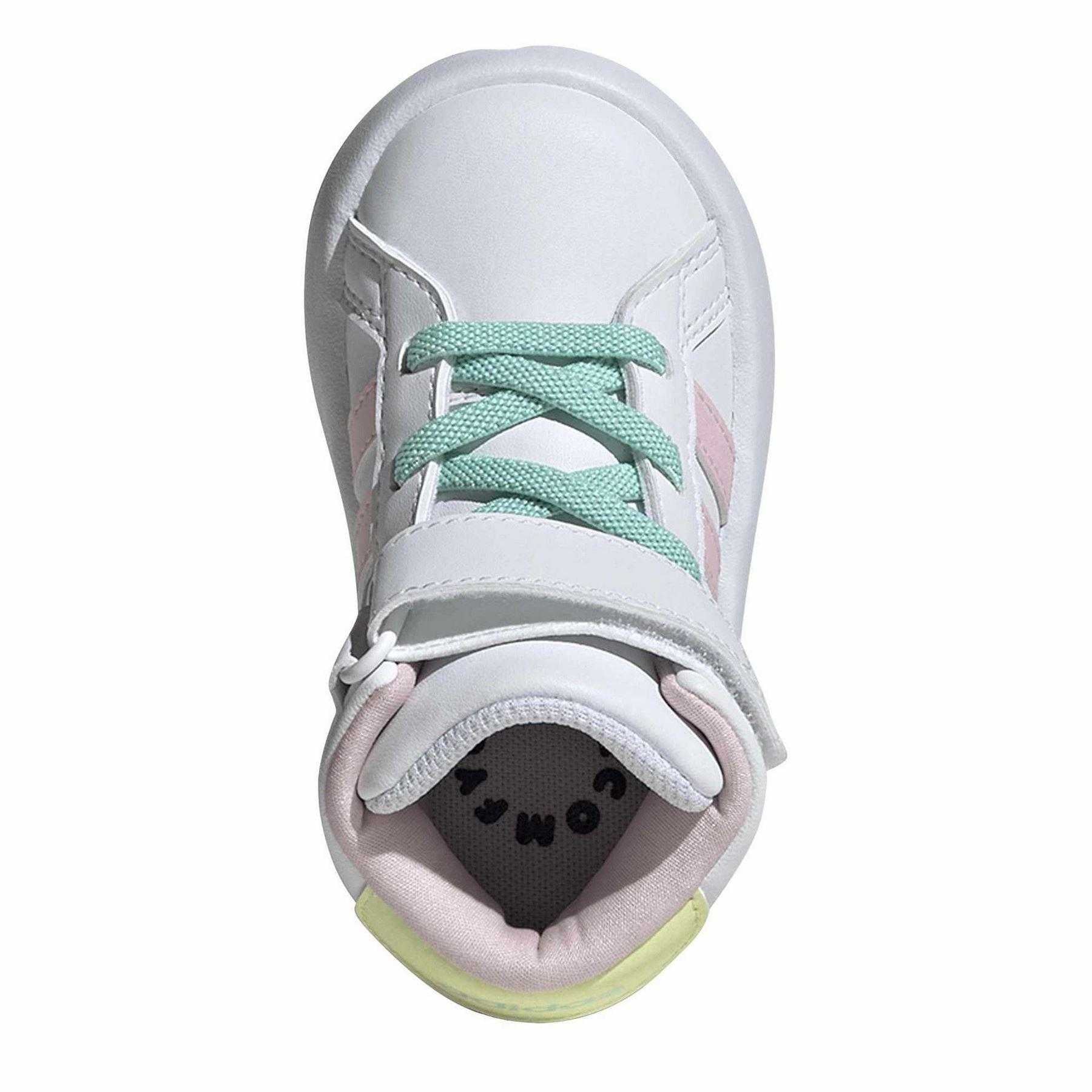 White - Lifestyle - Adidas Childrens-Kids Grand Court Mid Calf Trainers