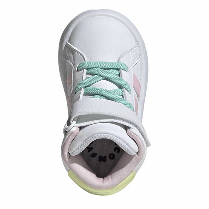 White - Lifestyle - Adidas Childrens-Kids Grand Court Mid Calf Trainers