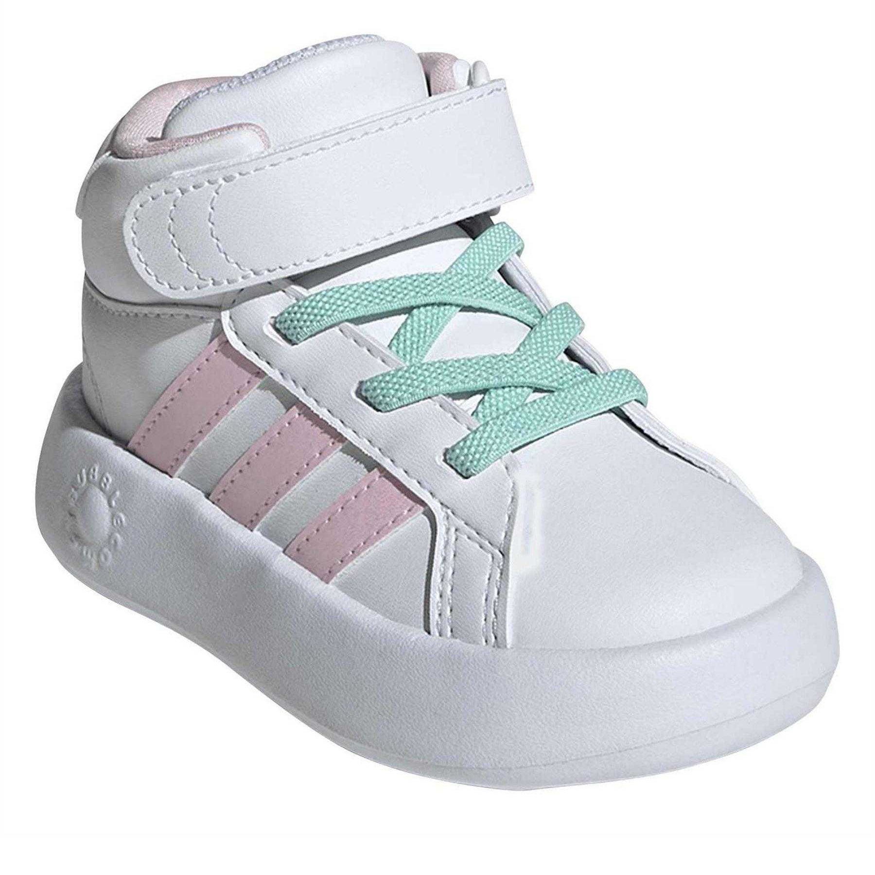 White - Pack Shot - Adidas Childrens-Kids Grand Court Mid Calf Trainers