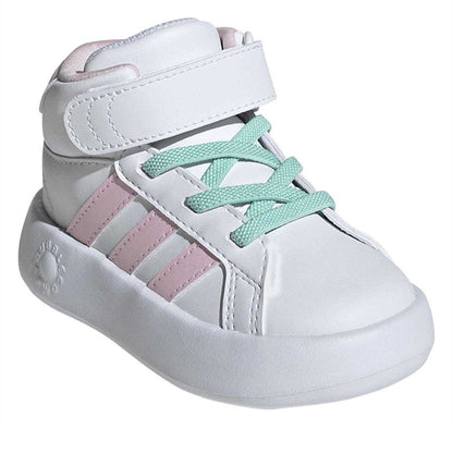 White - Pack Shot - Adidas Childrens-Kids Grand Court Mid Calf Trainers