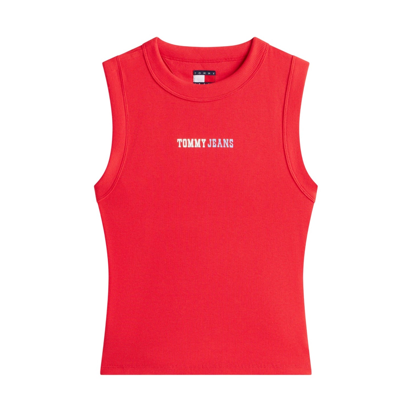 Red Alert - Front - Tommy Jeans Womens-Ladies Ribbed Vest Top