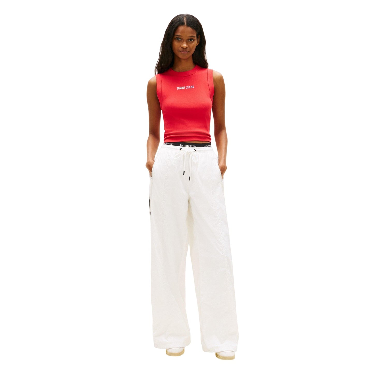 Red Alert - Side - Tommy Jeans Womens-Ladies Ribbed Vest Top