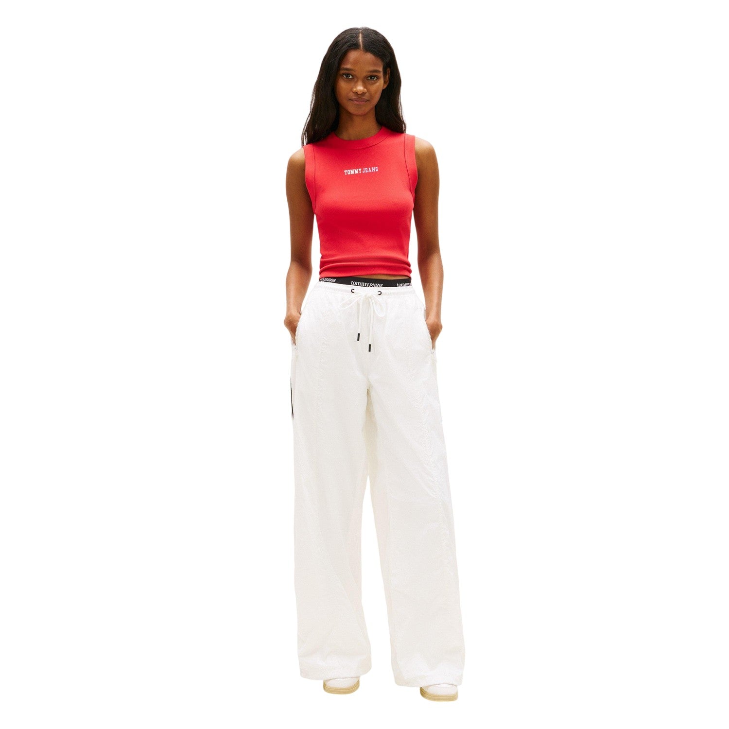 Red Alert - Side - Tommy Jeans Womens-Ladies Ribbed Vest Top