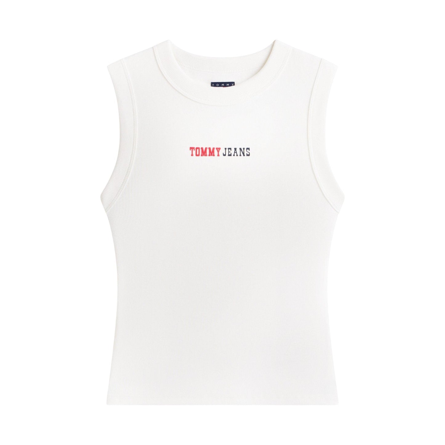 Ecru - Front - Tommy Jeans Womens-Ladies Ribbed Vest Top