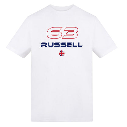 White - Front - AWD Unisex Adult Russell Mercedes F1 T-Shirt