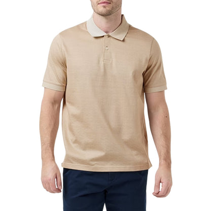 Ecru - Side - Ted Baker Mens Auguso Textured Jacquard Polo Shirt