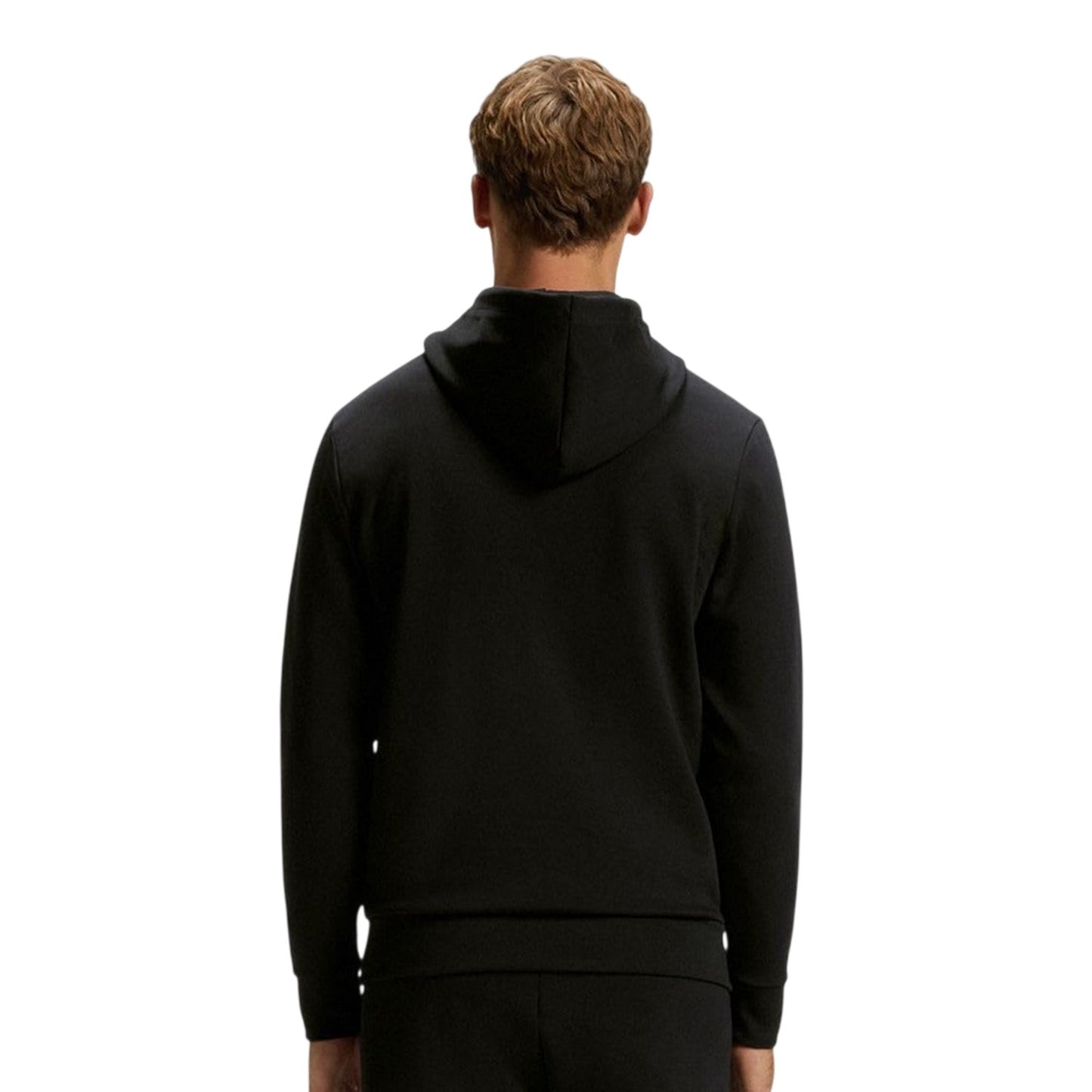 Black - Back - Hugo Mens Raised Logo Hoodie