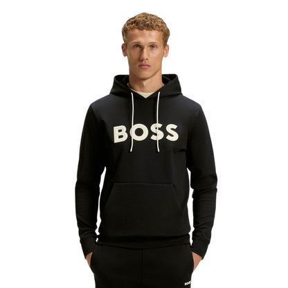 Black - Side - Hugo Mens Raised Logo Hoodie