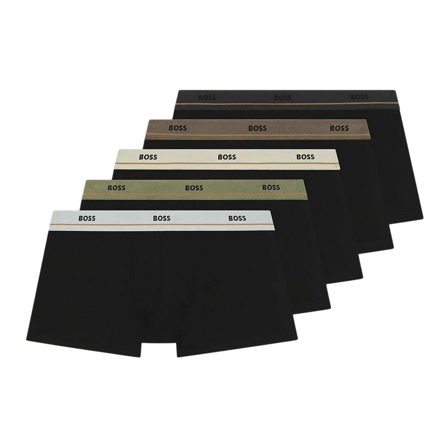 Black - Front - Boss Mens Essentials Plain Boxer Shorts (Pack of 5)