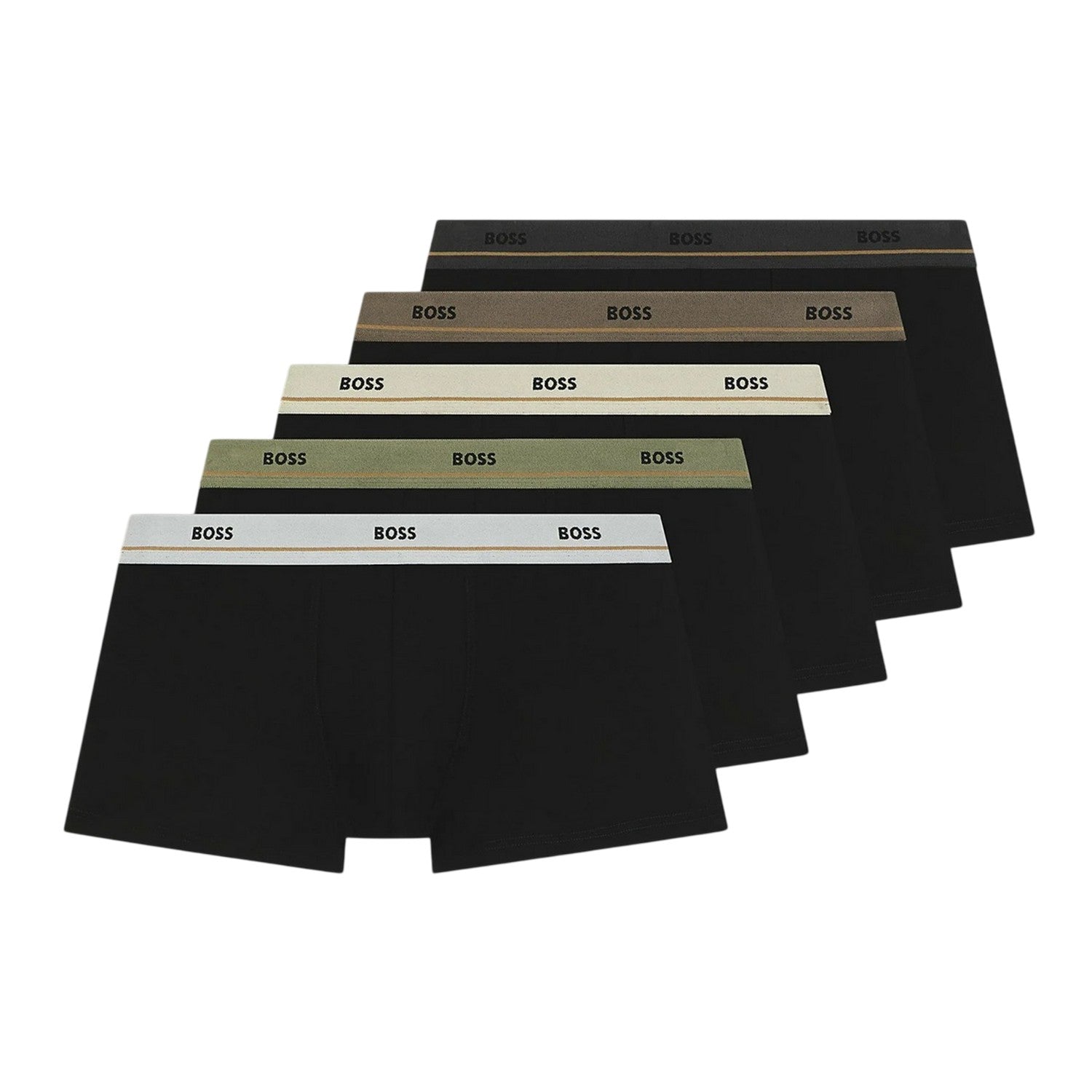 Black - Front - Boss Mens Essentials Plain Boxer Shorts (Pack of 5)