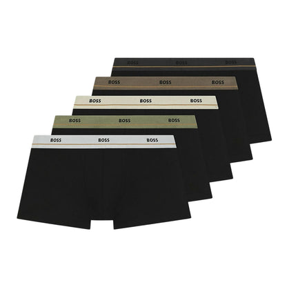 Black - Front - Boss Mens Essentials Plain Boxer Shorts (Pack of 5)