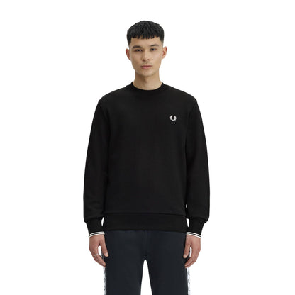 Black - Side - Fred Perry Mens Embroidered Logo Sweatshirt