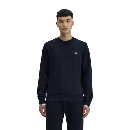 Navy - Side - Fred Perry Mens Embroidered Logo Sweatshirt