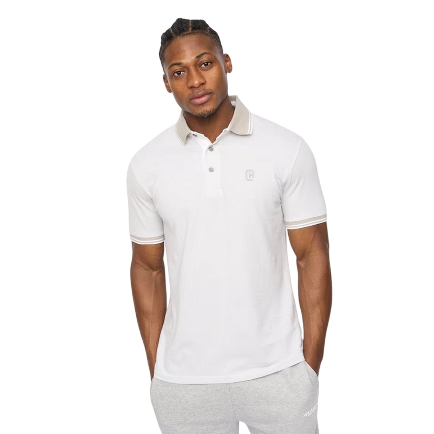 White - Side - Crosshatch Mens Preece Polo Shirt