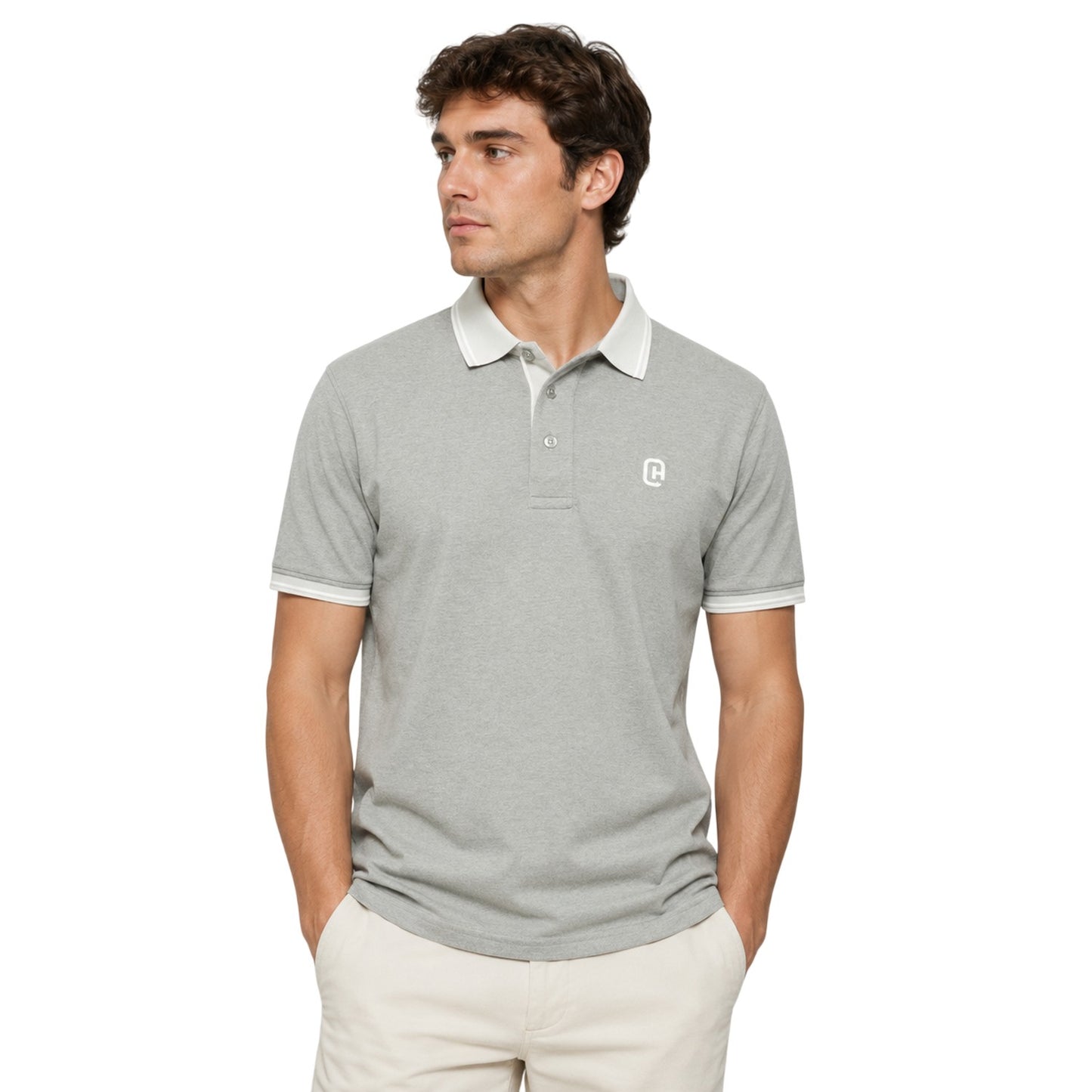 Light Olive - Side - Crosshatch Mens Preece Polo Shirt