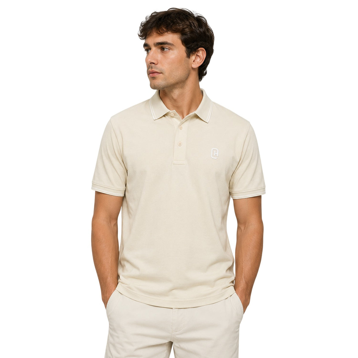 Light Stone - Side - Crosshatch Mens Preece Polo Shirt
