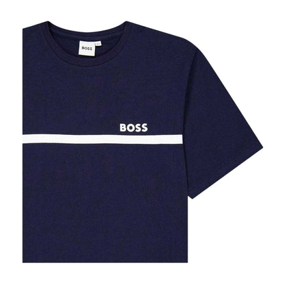 Navy - Side - Boss Childrens-Kids Small Logo T-Shirt