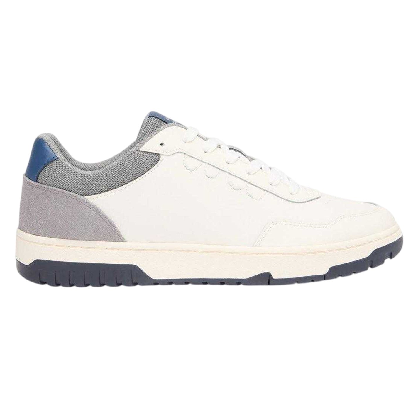 White-Grey - Front - Tommy Hilfiger Mens Leather Low Basketball Trainers