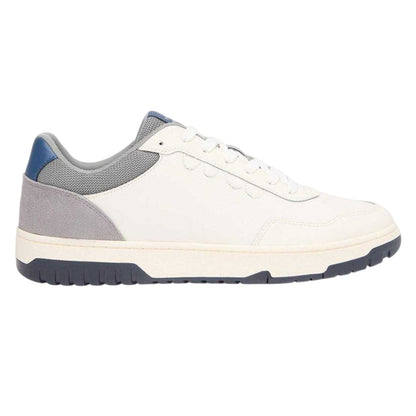 White-Grey - Front - Tommy Hilfiger Mens Leather Low Basketball Trainers