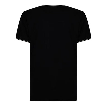 Black - Back - Crosshatch Mens Preece Contrast Striped T-Shirt