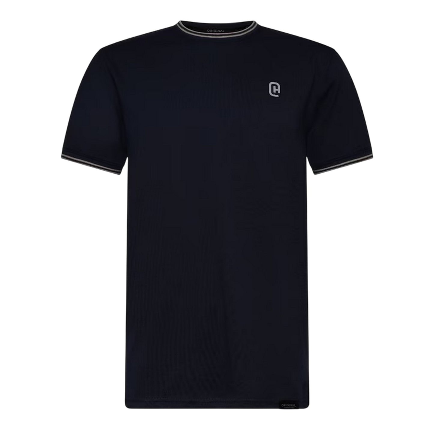 Navy - Front - Crosshatch Mens Preece Contrast Striped T-Shirt