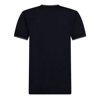 Navy - Back - Crosshatch Mens Preece Contrast Striped T-Shirt