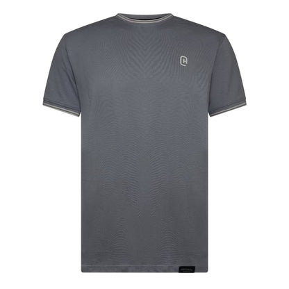 Steel Blue - Front - Crosshatch Mens Preece Contrast Striped T-Shirt