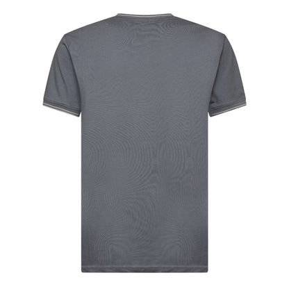 Steel Blue - Back - Crosshatch Mens Preece Contrast Striped T-Shirt