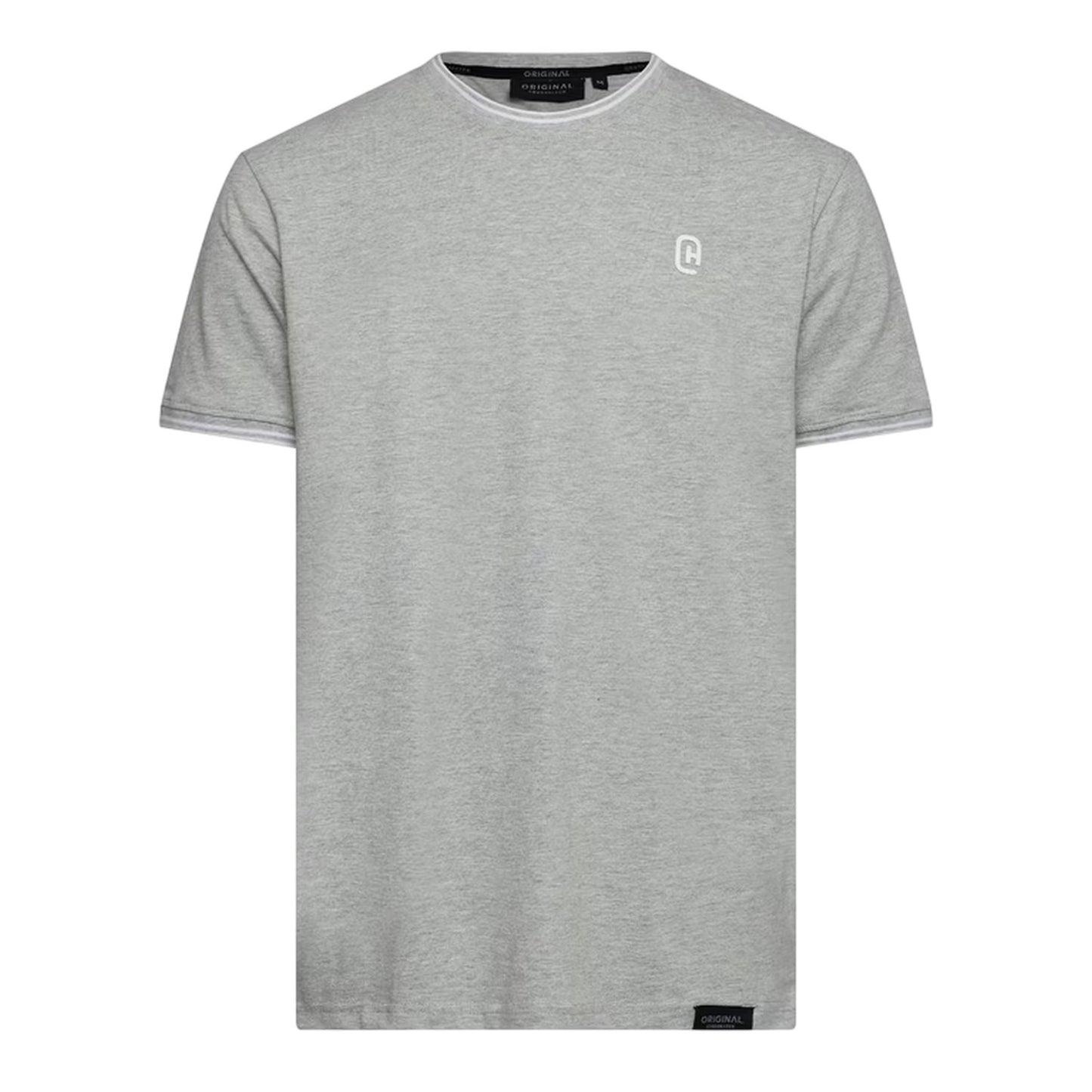 Grey Marl - Front - Crosshatch Mens Preece Contrast Striped T-Shirt
