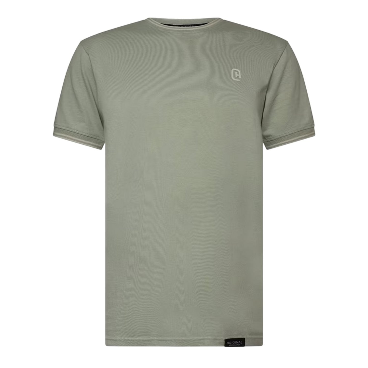 Light Olive - Front - Crosshatch Mens Preece Contrast Striped T-Shirt