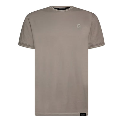 Light Stone - Front - Crosshatch Mens Preece Contrast Striped T-Shirt